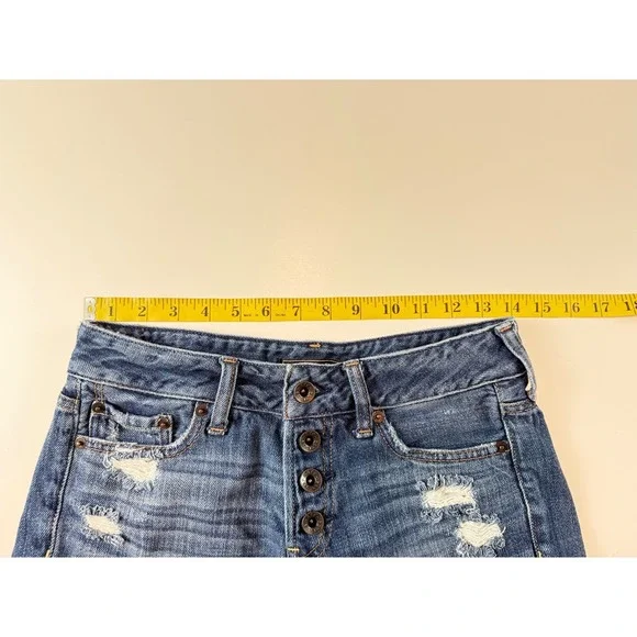 Abercrombie & Fitch Womens High Rise Distressed Denim Shorts Blue Size 27/4 - Picture 4 of 7